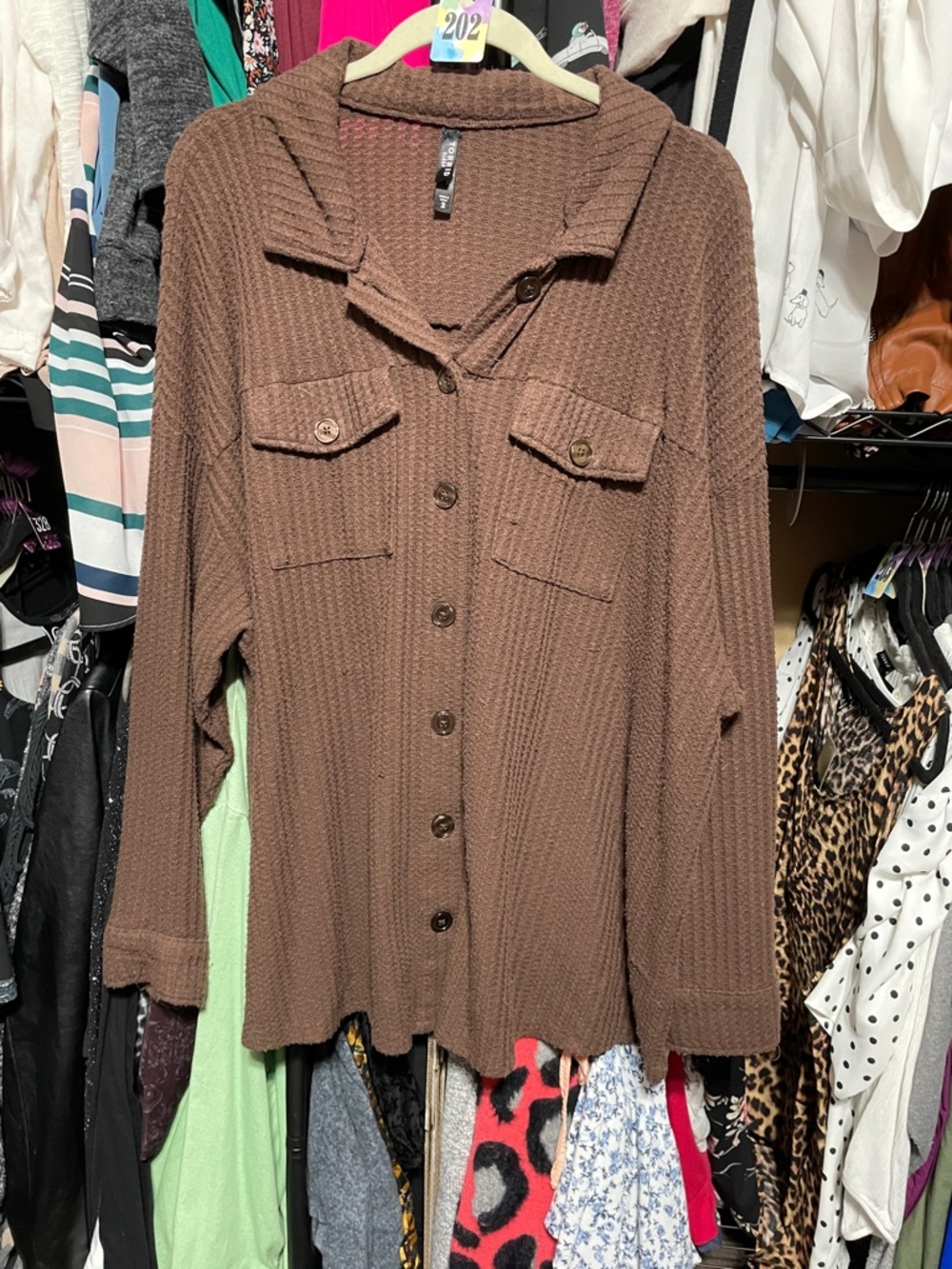 #0 019 size 2 torrid Waffle-Knit Button-Up Shirt